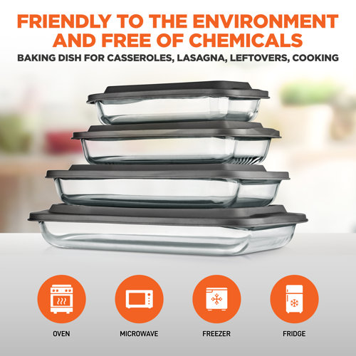 SereneLife 4 Sets Of High Borosilicate Rectangular Glass Bakeware Set With PE Lid Wayfair